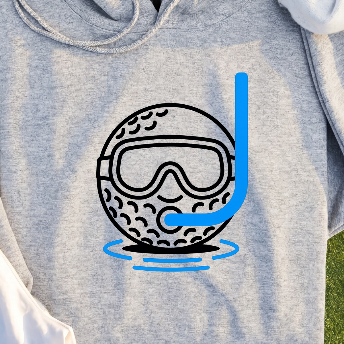 Scuba Ball Hoodie, print close-up on Sport Grey