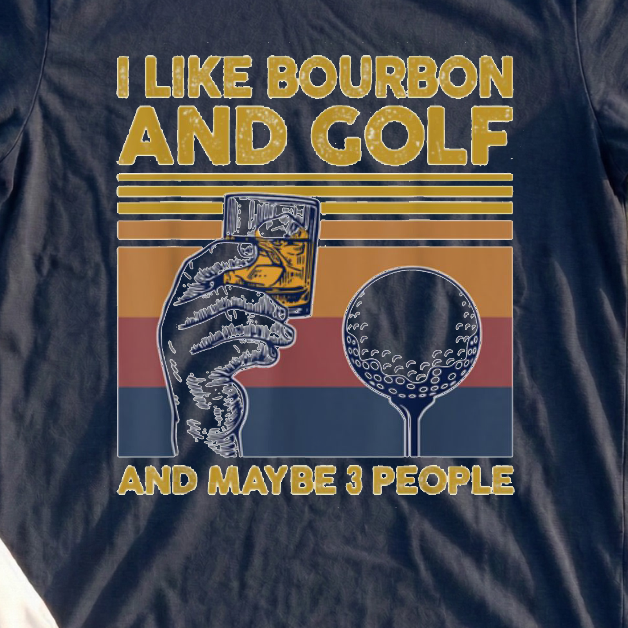 I Like Bourbon and Golf Tee, print close-up on Navy