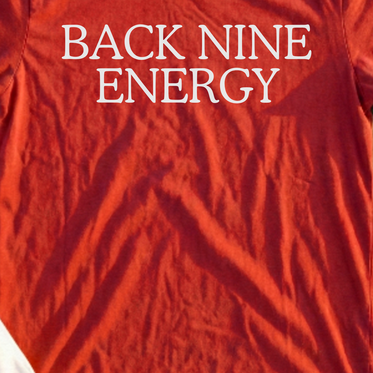 Back Nine Energy Tee, print close-up on Red