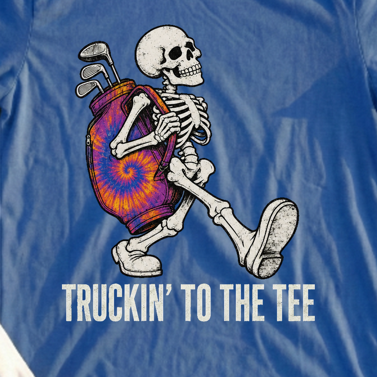 Truckin To The Tee, print close-up on Royal