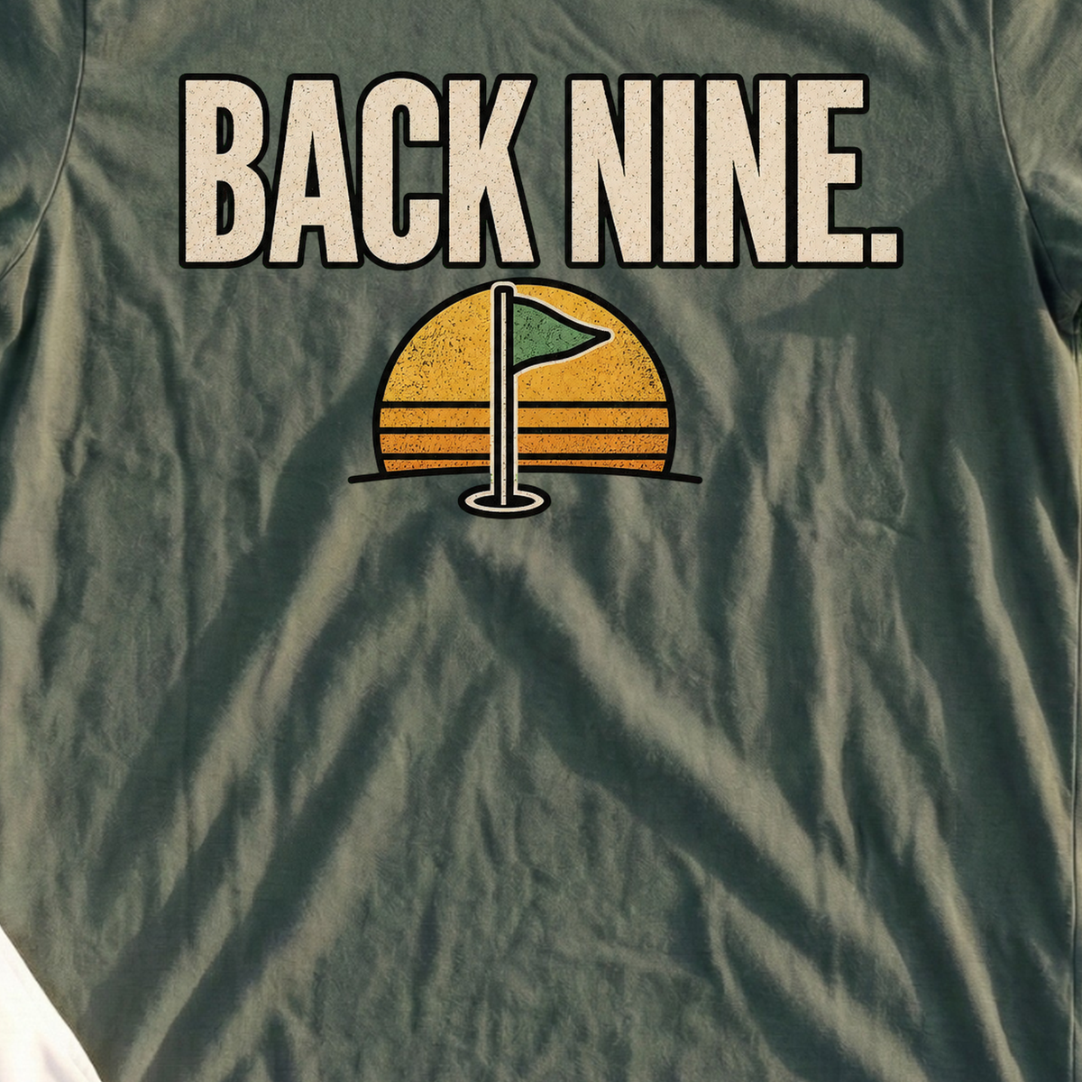 Back Nine, Sunset Linework Tee, print close-up on Military Green