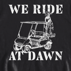 We Ride At Dawn Cart Sweatshirt, print close-up on Black