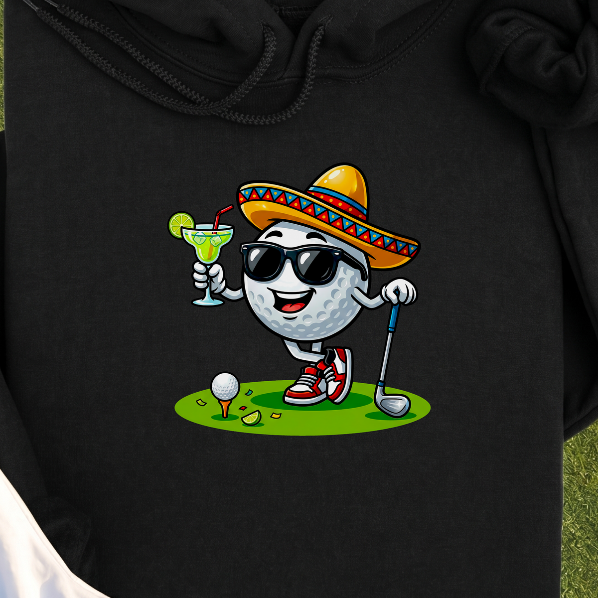 Cinco De Mayo Ball Hoodie, print close-up on Black