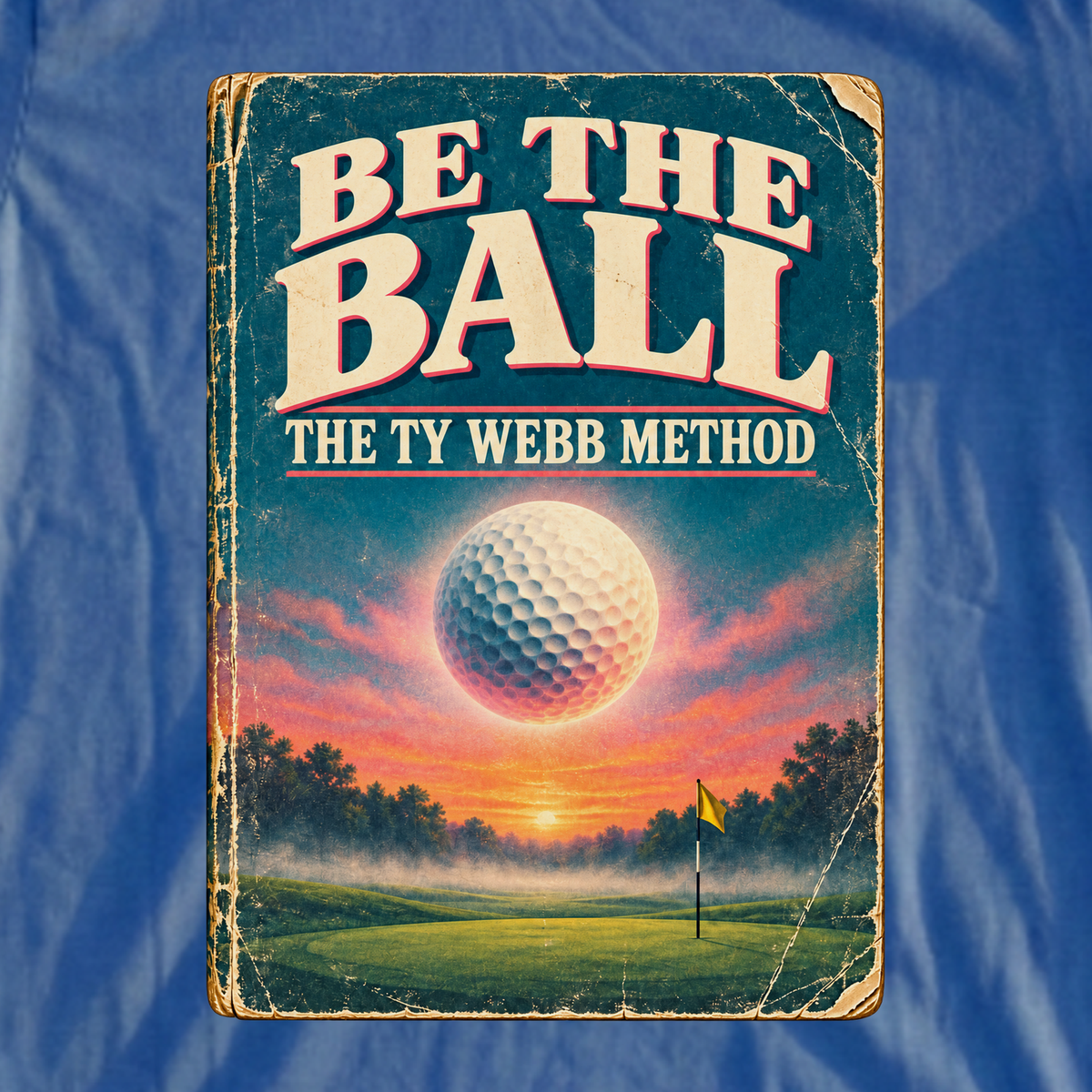 Be The Ball Paperback Tee, print close-up on Royal
