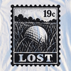 Lost Ball Stamp Tee, print close-up on White
