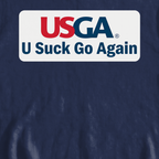 U Suck Go Again Sweatshirt, print close-up on Navy