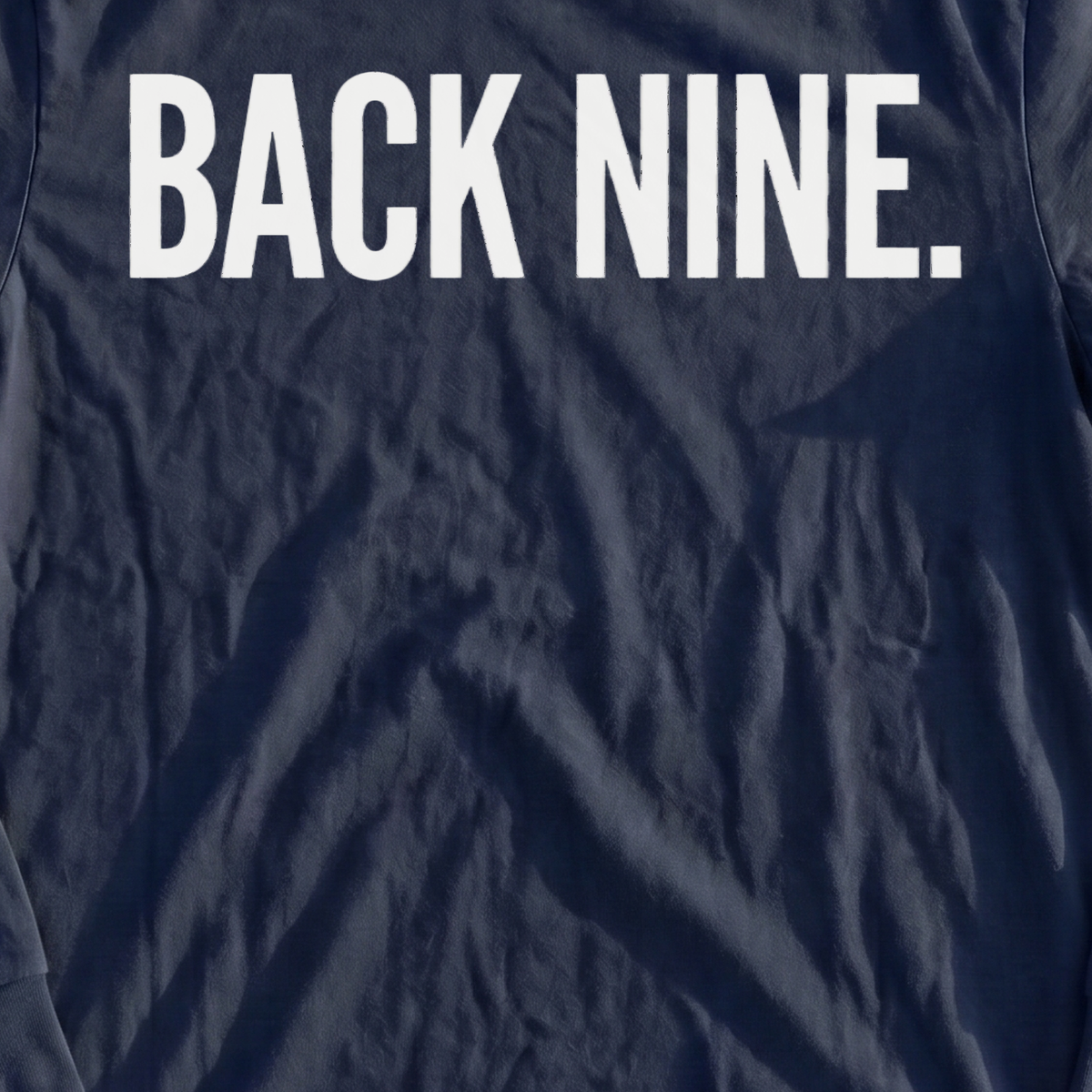 Back Nine Long Sleeve Tee, print close-up on Navy