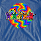 Golf Swing Bears Tie Dye Tee, print close-up on Royal
