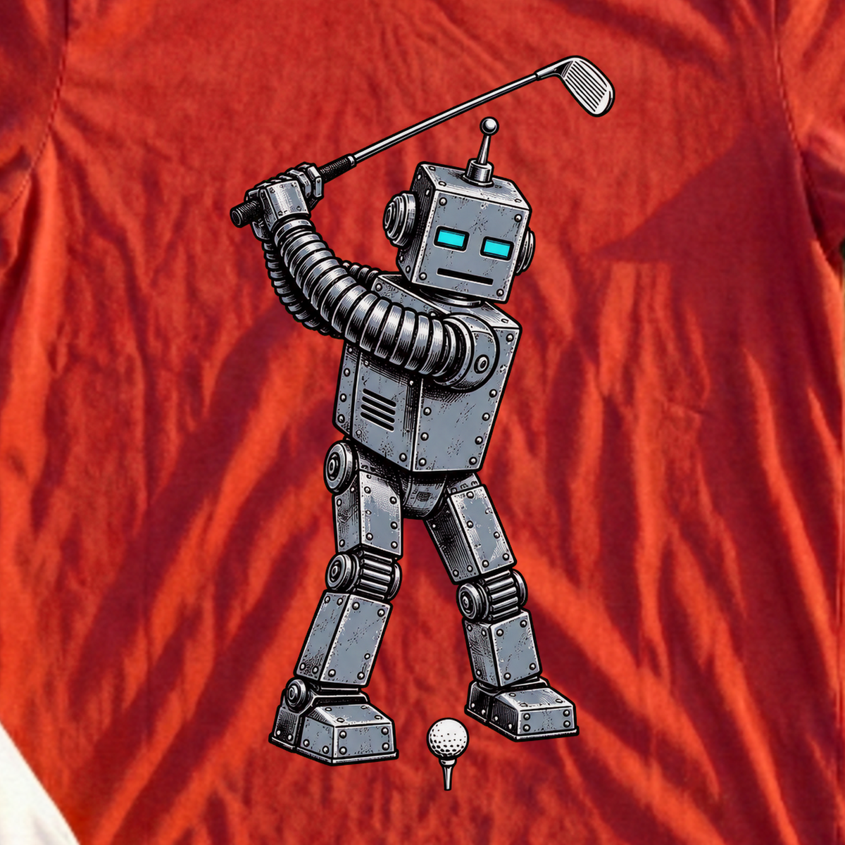 The Machine Tee, print close-up on Red