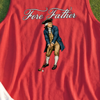 Fore Father Tank, print close-up on Red