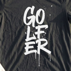 Golfer, Graffiti Drip Tee, print close-up on Black