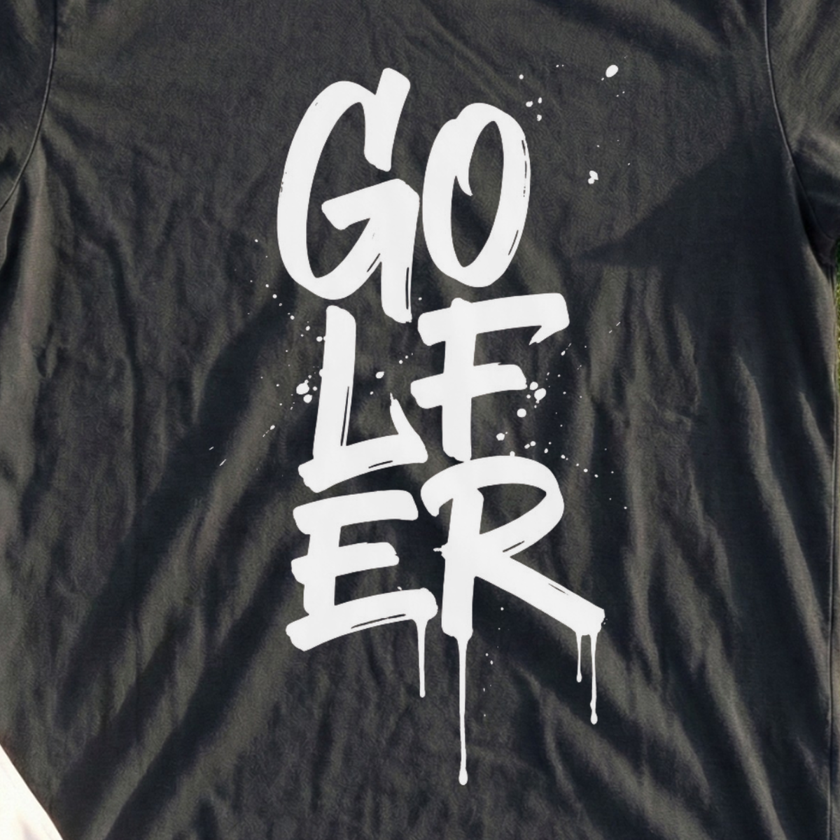 Golfer, Graffiti Drip Tee, print close-up on Black