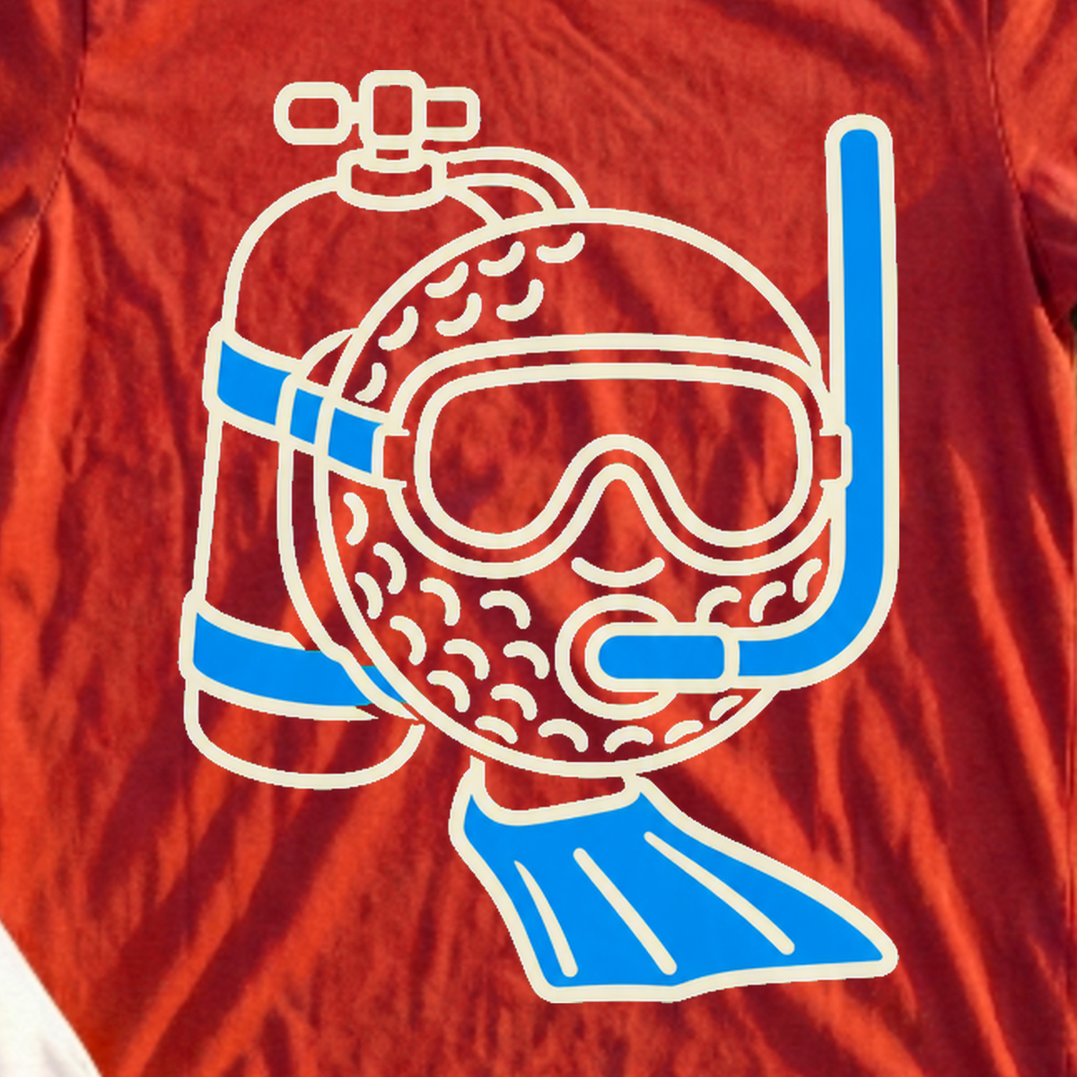 Overpacked For The Pond Tee, print close-up on Red