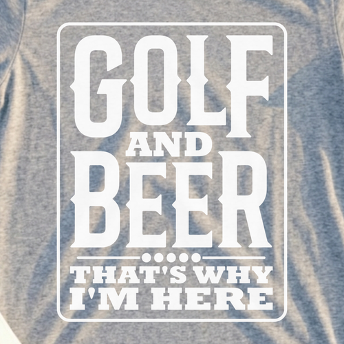 Golf And Beer Tee, print close-up on Sport Grey