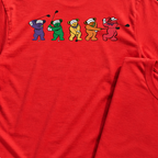 Golf Swing Bears Back Print Tee, print close-up on Red