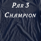 Par 3 Champion Long Sleeve Tee, print close-up on Navy