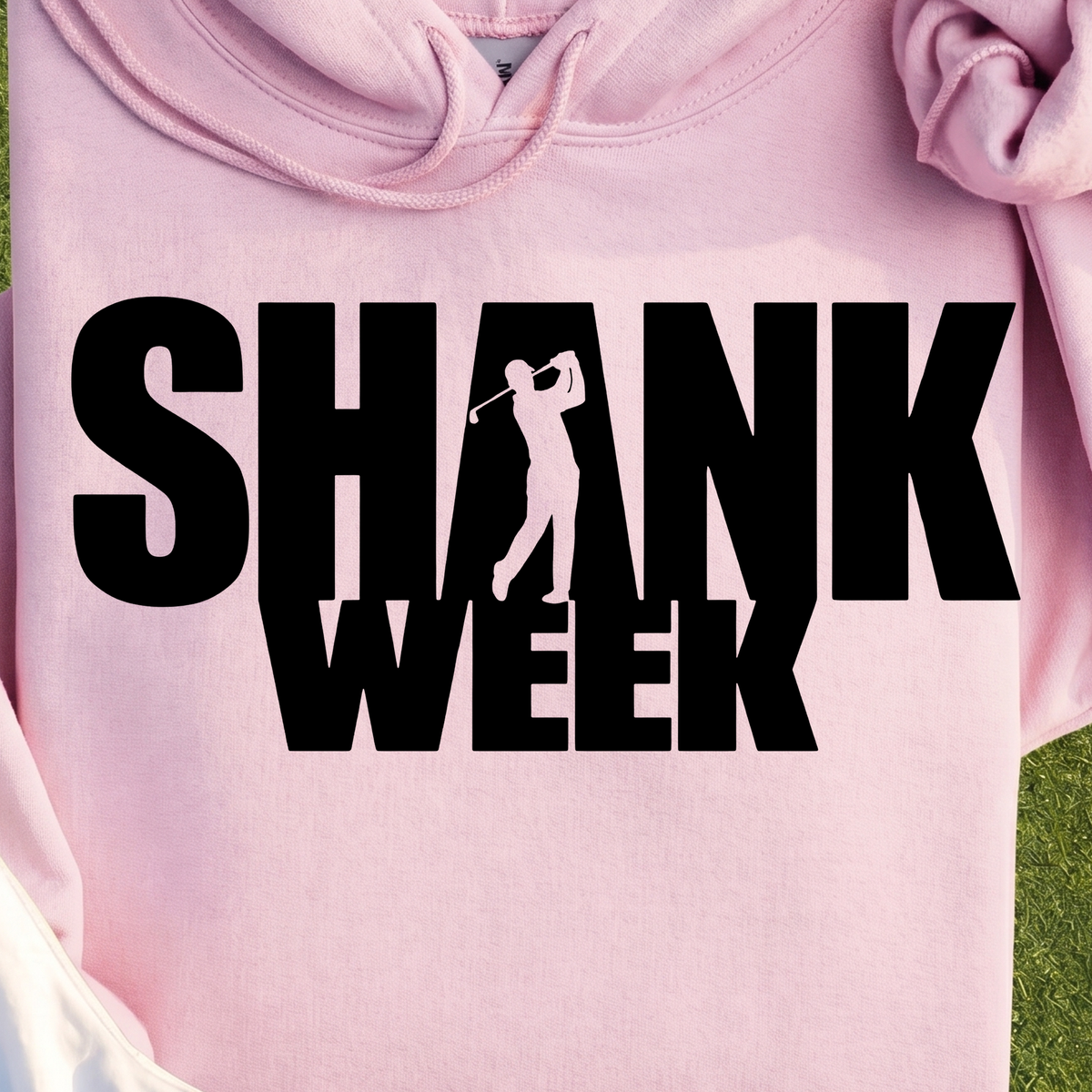 Shank Week Hoodie, print close-up on Light Pink