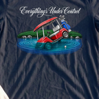 Everything's Under Control, Cart In The Pond Tee, print close-up on Navy
