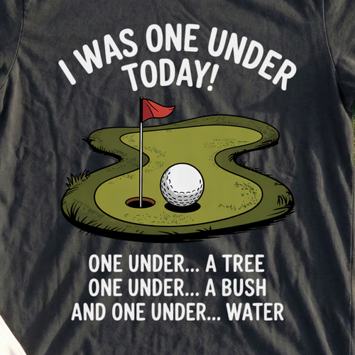 One Under Tee, print close-up on Black