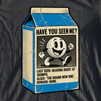 Have You Seen Me Cartoon Tee, print close-up on Black
