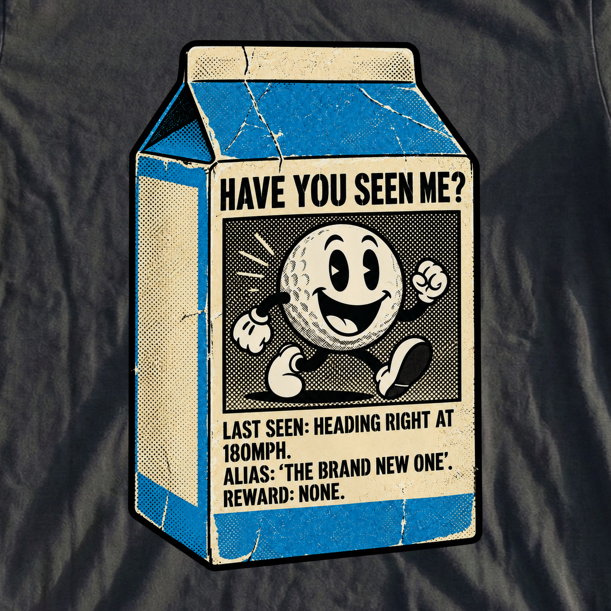 Have You Seen Me Cartoon Tee, print close-up on Black