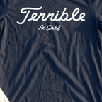 Terrible Tee, print close-up on Navy