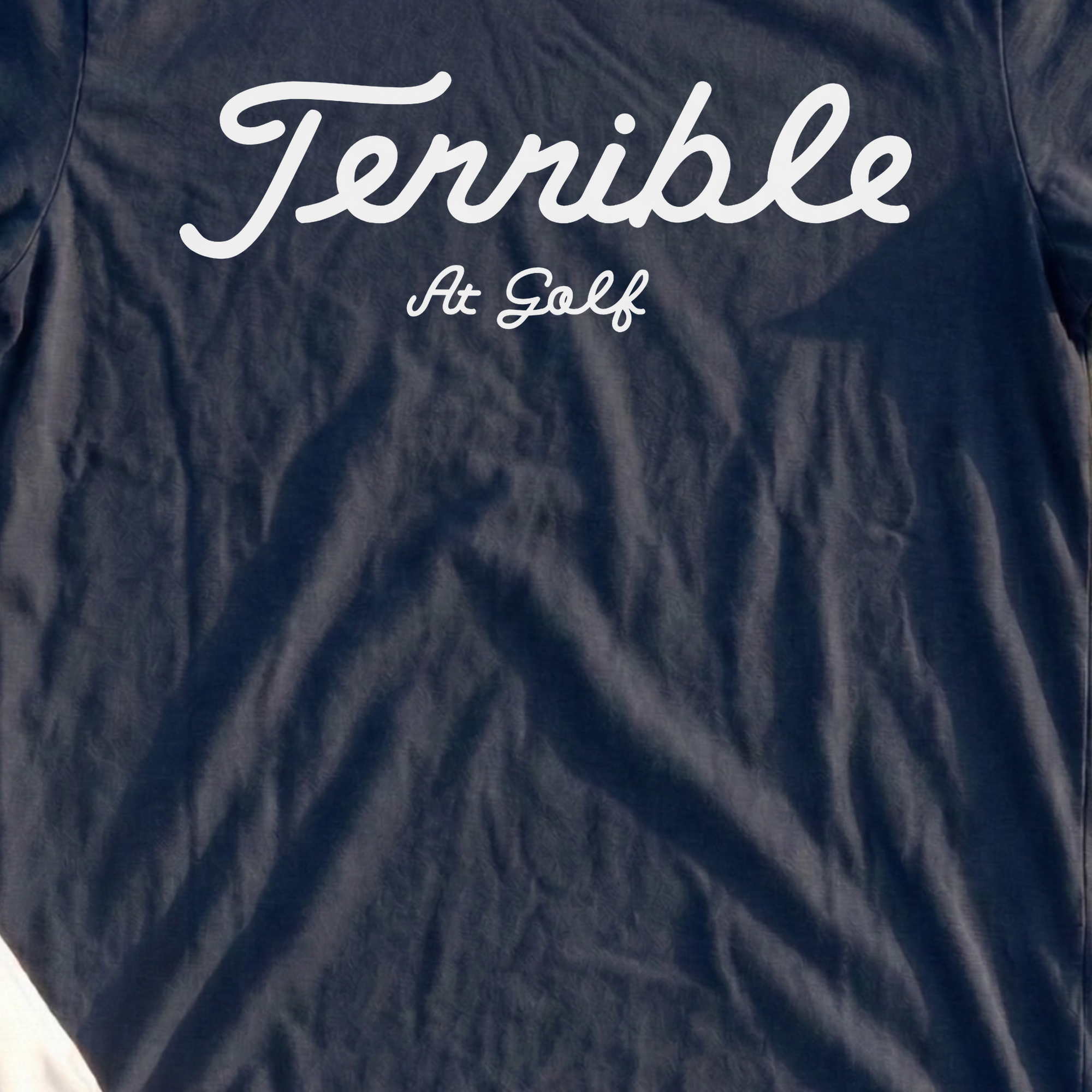Terrible Tee, print close-up on Navy