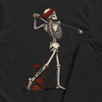 Rose Skeleton Follow Through Back Print Tee, print close-up on Black