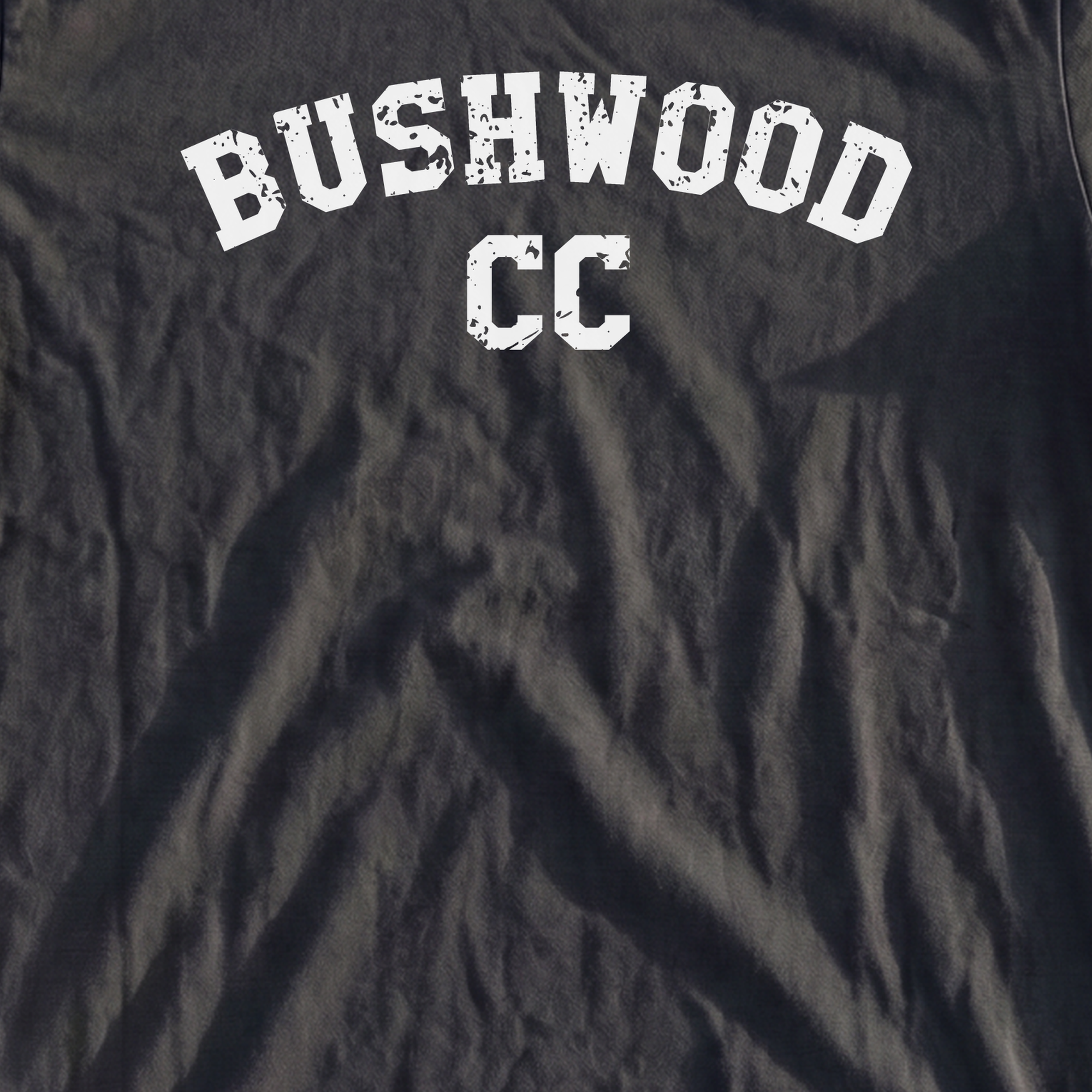 Bushwood CC Heavyweight Tee, print close-up on Black