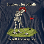 It Takes A Lot Of Balls Tee, print close-up on Navy