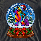 Long Strange Drive Snow Globe Tee, print close-up on Black