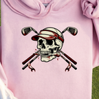 Skull and Cross Clubs Color Hoodie, print close-up on Light Pink