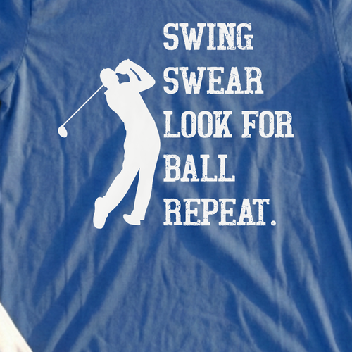 Swing Swear Repeat Tee, print close-up on Royal