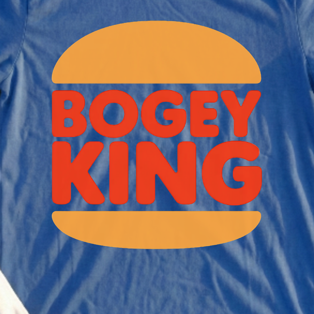 Bogey King Tee, print close-up on Royal