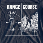 Range Vs Course Tee, print close-up on Navy