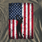 Flag Swing Premium Tee, print close-up on Moss