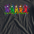 Golf Swing Bears Graffiti Tee, print close-up on Black