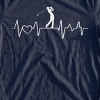 Golf Heartbeat Line Long Sleeve Tee, print close-up on Navy