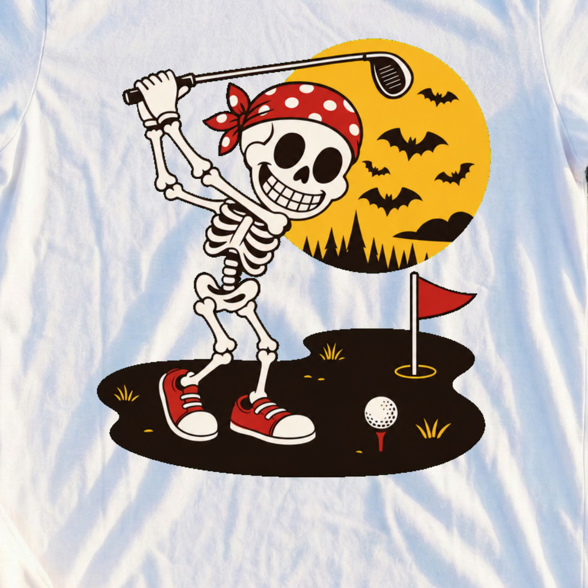 Midnight Swing Tee, print close-up on White