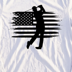 USA Flag Golfer Long Sleeve Tee, print close-up on White