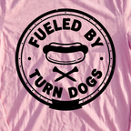 Fueled By Turn Dogs Long Sleeve Tee, print close-up on Light Pink