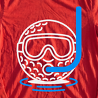 Scuba Ball Long Sleeve Tee, print close-up on Red