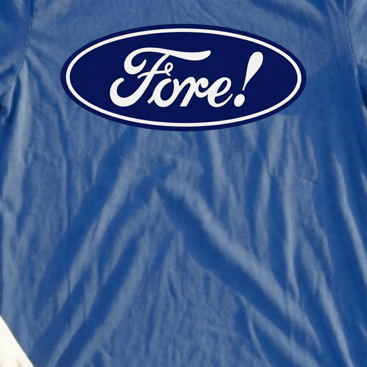 Fore! Logo Tee, print close-up on Royal