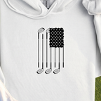 USA Flag Clubs & Stars Hoodie, print close-up on White