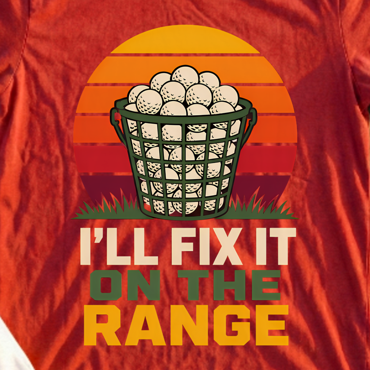 I'll Fix It On The Range Tee, print close-up on Red