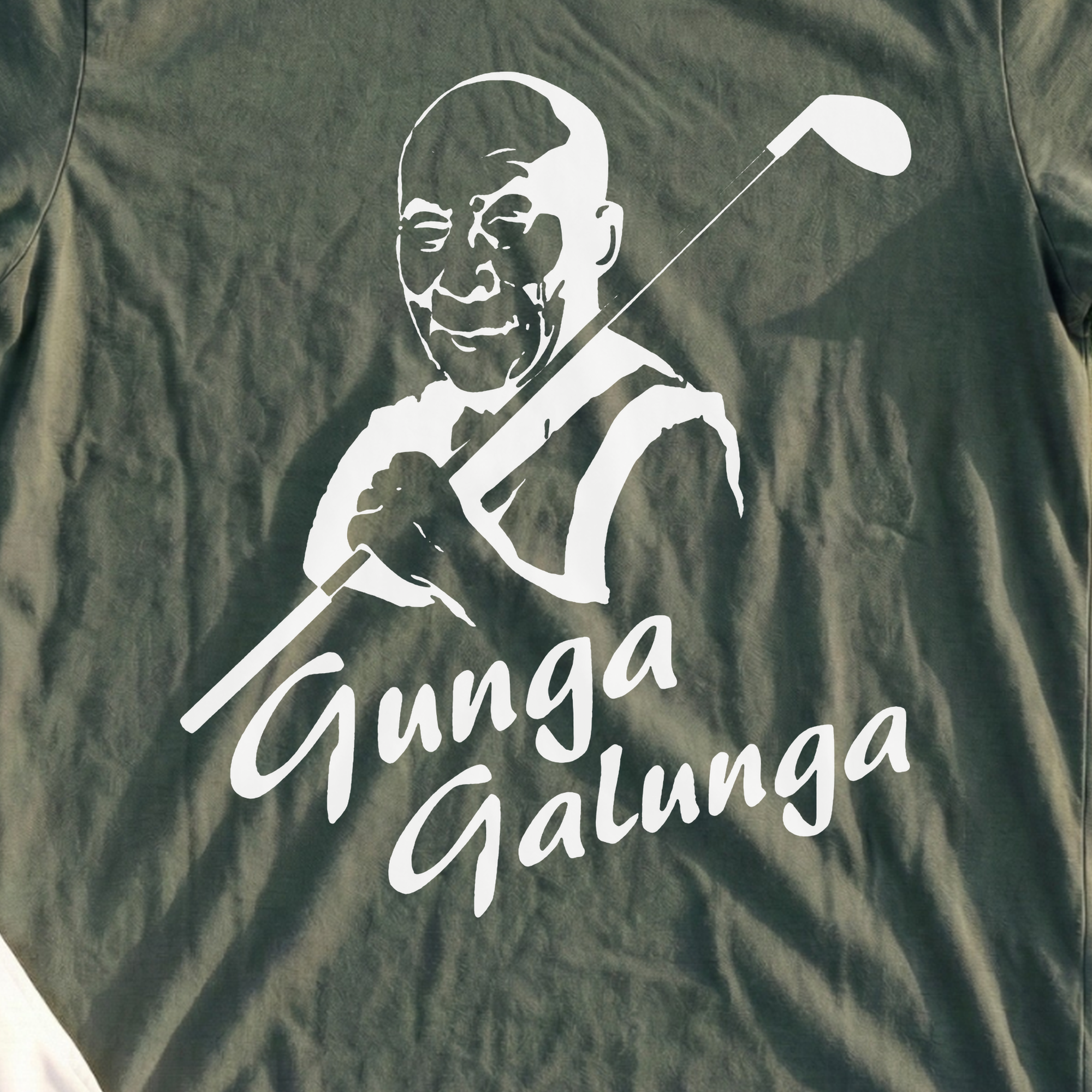 The Lama Tee, print close-up on Military Green