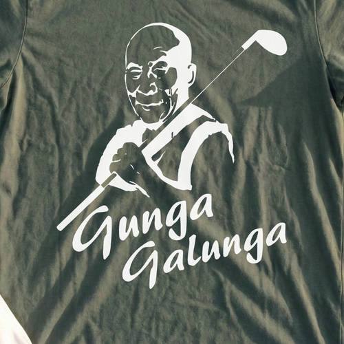 The Lama Tee, print close-up on Military Green