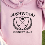Bushwood Country Club Hoodie, print close-up on Light Pink