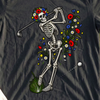 Wildflower Skeleton Swing Tee, print close-up on Black