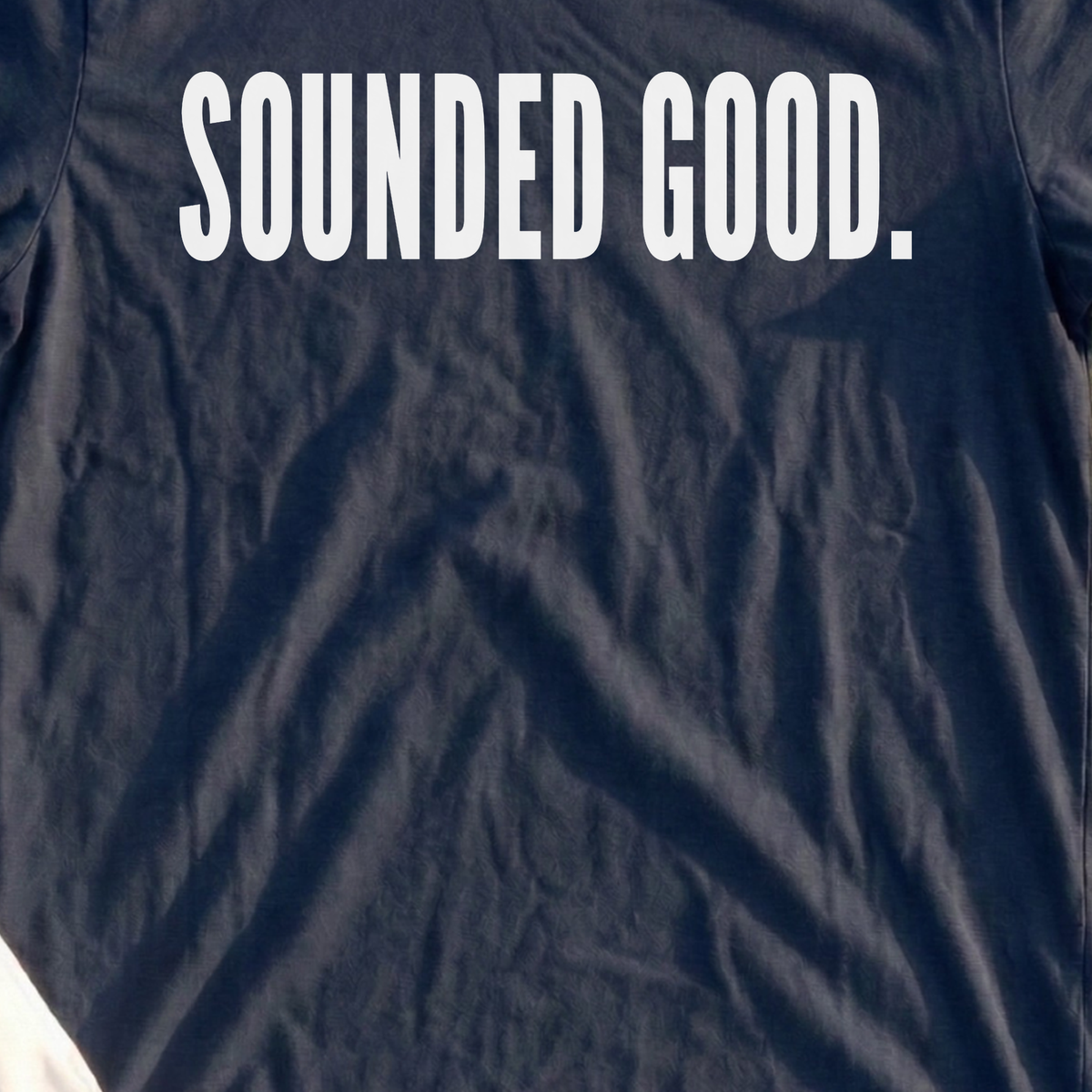 SOUNDED GOOD Tee, print close-up on Navy